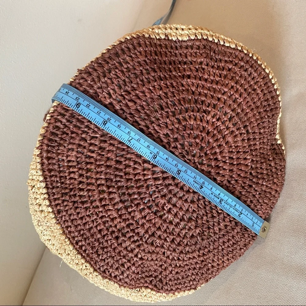 Helen Kaminski raffia bucket bag satchel summer tote two toned large - Picture 8 of 12